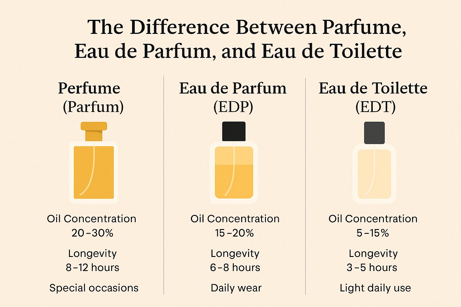 The Difference Between Perfume, Eau de Parfum, and Eau de Toilette